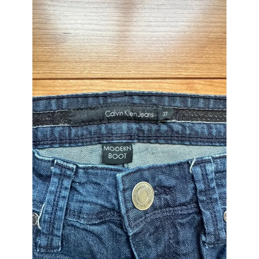 Calvin Klein Jeans Mens 33 Modern Boot Cut Dark Wash‎ Blue Denim Jeans 33x30